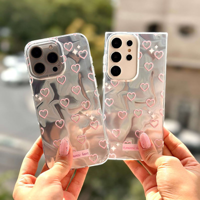 قاب فانتزی دخترانه قلبی صورتی  Romantic Heart iPhone 16 Pro  Samsung S24 Ultra  Samsung S25 Ultra