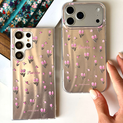 قاب فانتزی دخترانه ترند گل لاله Pink Tulips مناسب سامسونگ آیفون A15  A16  A55  A17  s21fe  A73  A36/A56  A54  iphone 13