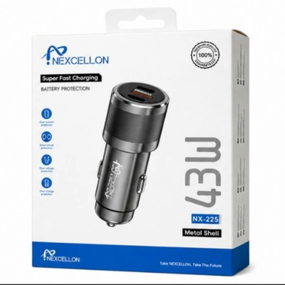 شارژر فندکی 43 وات دو پورت  pd و usb نکسلون مدل NX-225