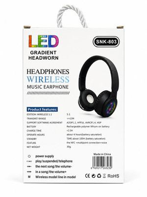 هدفون بلوتوثی بی سیم LED مدل SNK-803 | هدفون رنگی